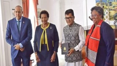 World News | MoS Margherita Receives 'Honorary Order of Freedom of Barbados' on PM Modi's Behalf