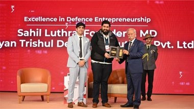 Business News | Sahil Luthra, Founder & MD of Vijayan Trishul Defence Solution, Honored with Excellence in Defence Entrepreneurship Award at ET Now Business Conclave