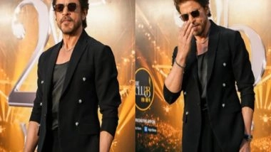Entertainment News | SRK Stuns in All-black Look at IIFA 2025 Green Carpet, Greets Fans with 'adaab'