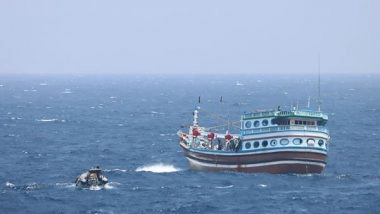 World News | AMRASHREE--INS Tarkash Assists Iranian Dhow in Indian Ocean Rescue Mission