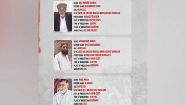 World News | Balochistan: Pakistan Security Forces Abduct Three Baloch Individuals from Barkhan District