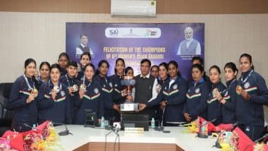 Sports News | Indian Women's Team Felicitated by Sports Minister Mandaviya After Asian Women's Kabaddi Championship Win