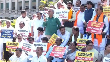 India News | Karnataka: BJP, JD(S) MLAs Protest in Vidhana Soudha over Misuse of Tax Revenue