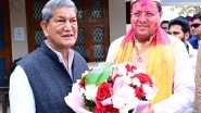 India News | Holi Camaraderie: Uttarakhand CM Pushkar Dhami Meets Senior Congress Leader Harish Rawat