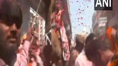 India News | UP Deputy CM Brajesh Pathak Arrives on Camel for Holi Celebrations