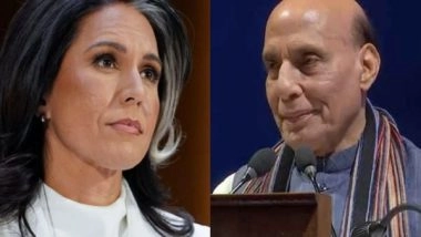 World News | Defence Minister Rajnath Singh to Meet US Intelligence Chief Tulsi Gabbard Today