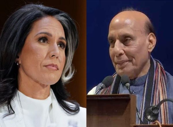 World News | Defence Minister Rajnath Singh to Meet US Intelligence Chief Tulsi Gabbard Today