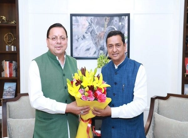 India News | BJP National Media Incharge Anil Baluni Meets Uttarakhand CM Dhami at Uttarakhand Bhawan
