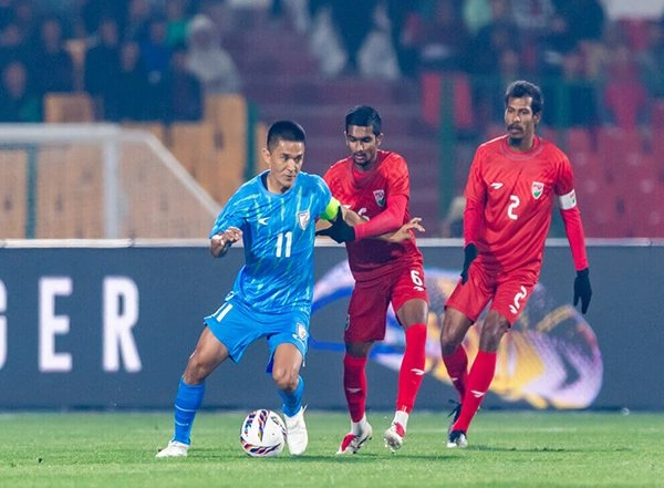Sports News | Sunil Chhetri Slams His 95th Goal as India Outplay Maldives
