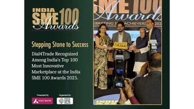 Business News | Dial4Trade Recognized Among India's Top 100 Most Innovative and High-Performing Companies for 2025