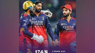 Sports News | Krunal Pandya's 3-fer Restricts KKR to 174/8 in 20 Overs in IPL 2025 Opener Against RCB