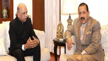 Business News | IBM Global Head Arvind Krishna Meets Jitendra Singh to Discuss AI, Quantum, and Geospatial Collaboration