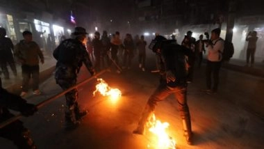 World News | Protesters Burn Effigy of Nepal PM Oli; Clash with Police Demanding Reinstatement of Electricity Authority Chief