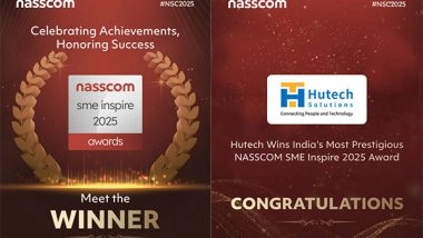 Business News | Hutech Solutions Has Been Awarded the Prestigious Nasscom Sme Inspire Award 2025!