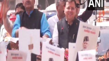 India News | Uttarakhand CM Pushkar Singh Dhami Holds Roadshow in Dehradun on Completion of Three Years in Office