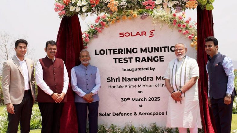 India News | PM Modi Visits Solar Defence Facilties in Nagpur, Launches Loitering Munition Test Range, MALE Drone Runway