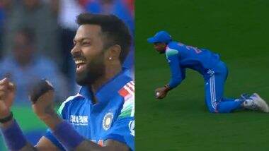 Axar Patel Takes Superb Diving Catch To Dismiss Rachin Ravindra During IND vs NZ ICC Champions Trophy 2025 Match (Watch Video)