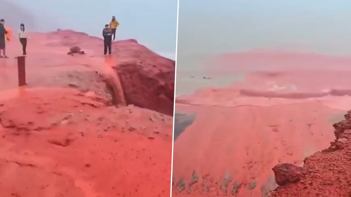 'Blood Rain' in Iran: Heavy Downpour Turns Red Beach on Hormuz Island Blood Red, Stunning Videos Surface