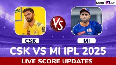 MI 110/6 in 15 Overs | CSK vs MI Live Score Updates of IPL 2025: Naman Dhir, Mitchell Santner Look to Finish on a High