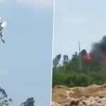 Jet Crash Caught on Camera in China: Chinese Naval Fighter Jet Crashes During Training Exercise in Hainan, Pilot Manages To Eject Safely; Video Surfaces