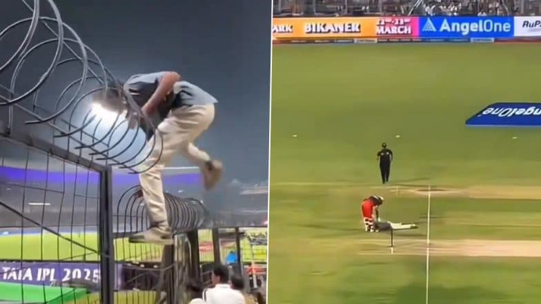 Viral Video Shows Fan Climbing Over Massive Eden Gardens Fence To Meet Virat Kohli During KKR vs RCB IPL 2025 Match