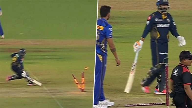 Comedy of Errors! Gujarat Titans Batters Get to Same End While Hardik Pandya Nails Direct-Hit to Run Out Rahul Tewatia During GT vs MI IPL 2025 Match (Watch Video)