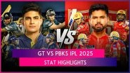 GT vs PBKS IPL 2025 Stat Highlights: Shreyas Iyer Shines In Punjab Kings' Winning Start