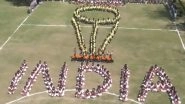 India vs New Zealand ICC Champions Trophy 2025 Final: School Children in Uttar Pradesh's Varanasi Form Human Chain To Showcase 'Champions Trophy' While Cheering for Indian Cricket Team (Watch Video)