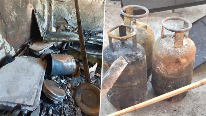 Delhi Cylinder Blast: 1 Killed, 2 Others Injured After Fire Erupts Due to Gas Cylinder Explosion in Motia Khan Area (See Pics)