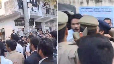 Saurabh Rajput Murder Case: Accused Muskan Rastogi and Sahil Shukla Thrashed by Lawyers Outside Court Premises in Meerut; Video Surfaces