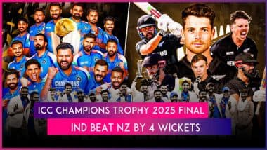 IND vs NZ ICC Champions Trophy 2025 Final Stat Highlights: Rohit Sharma, Bowlers Shine as Men in Blue Bag Record Third Title