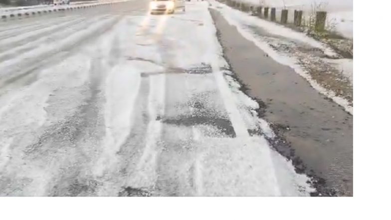 Winter’s Last Kick: Hailstorm in Rajasthan’s Jhunjhunu Districts Blankets Fields With Layer of White (Watch Videos)