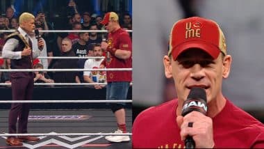 John Cena Breaks Silence After 'Heel Turn', Hits Out at Fans in Brussels at WWE Monday Night Raw on March 17; Cody Rhodes Confronts Him (Watch Video)