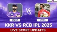 KKR 150/6 in 15.4 Overs | KKR vs RCB Live Score Updates of IPL 2025: Suyash Sharma Accounts for Andre Russell