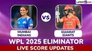 MI-W 213/3 in 20 overs | Mumbai Indians vs Gujarat Giants Live Score Updates of WPL 2025 Eliminator: Nat Sciver-Brunt, Harmanpreet Kaur Power MI-W to Highest Score of WPL Play-Off