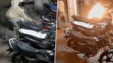 Pimpri-Chinchwad: Man Sets 13 Two-Wheelers Ablaze at Society in Maharashtra, Arrested After Terrifying Video Goes Viral