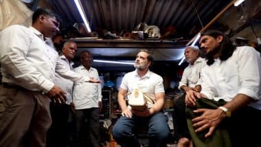 Congress Leader Rahul Gandhi Meets Leather Crafters, Designers in Dharavi