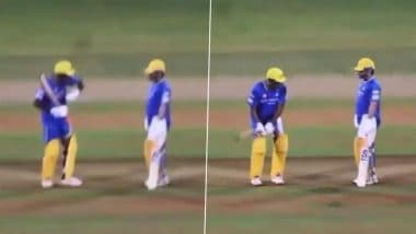 Ravi Ashwin Consults Batting Technique With MS Dhoni During Practice in CSK Pre-Season Camp Ahead of IPL 2025 (Watch Video)