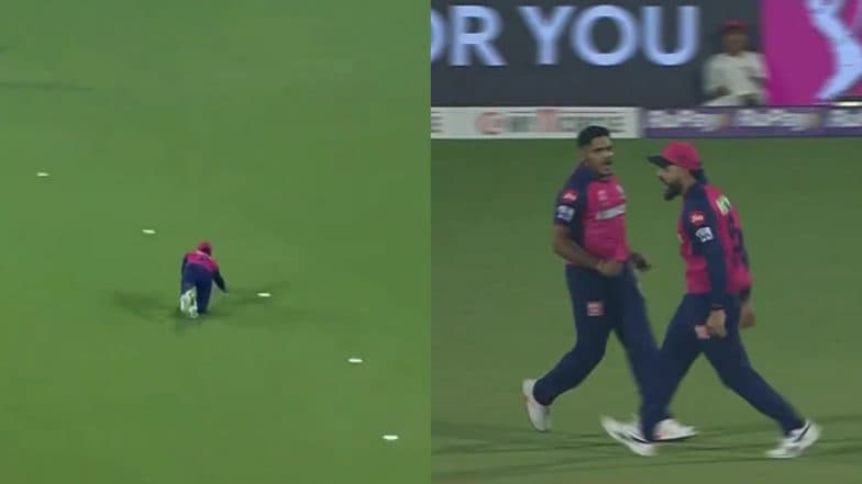 Riyan Parag Turns Superman! Rajasthan Royals' Stand-In Captain Takes One-Handed Blinder To Dismiss Shivam Dube During RR vs CSK IPL 2025 Match (Watch Video)