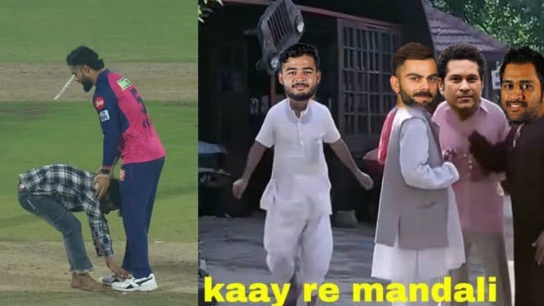 Riyan Parag Memes Go Viral As Fan Invades Pitch To Touch His Feet During RR vs KKR IPL 2025 Match in Guwahati