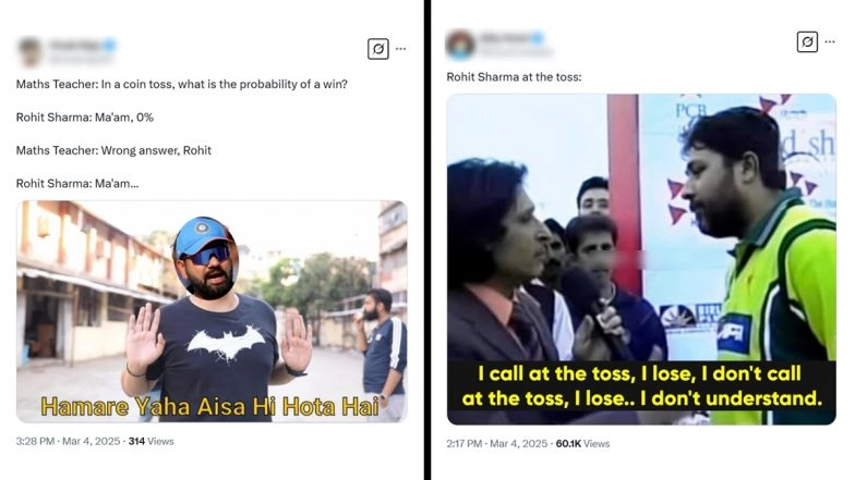 Funny Rohit Sharma Memes and Jokes Go Viral After India Loses 14th Consecutive Toss in ODIs During IND vs AUS ICC Champions Trophy 2025 Semi-Final
