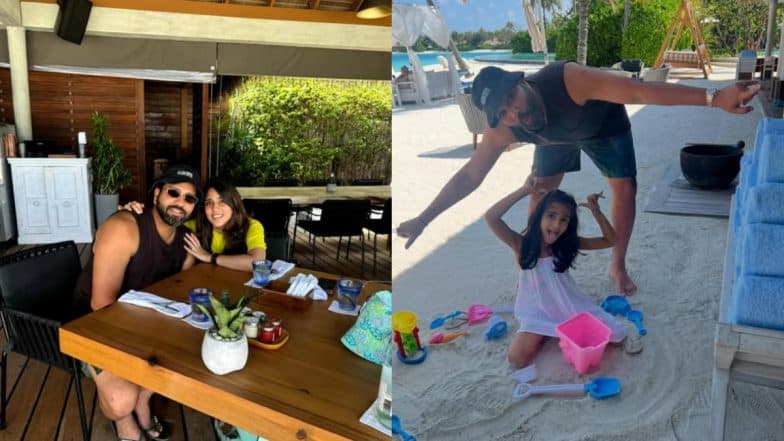 Rohit Sharma Enjoys Vacation in Maldives With Wife Ritika Sajdeh and Daughter Samaria Ahead of IPL 2025 (See Pics)