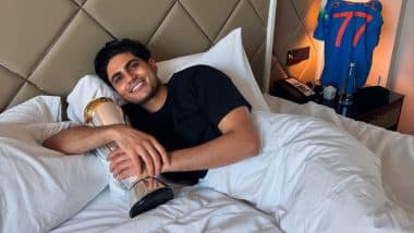 Shubman Gill Poses With ICC Champions Trophy 2025 in Bed, India National Cricket Team Vice-Captain Writes 'Woke Up Like This' (See Post)