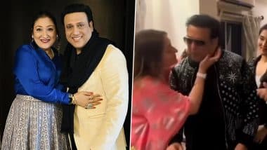 Amid Divorce Rumours, Sunita Ahuja Kisses Govinda on the Lips in Front of Their Children (Watch Viral Video)