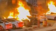 Tesla Cars on Fire in US Video: Man Sets Several Tesla Vehicles Ablaze at Tesla Service Centre in Las Vegas, Terrifying Video Surfaces