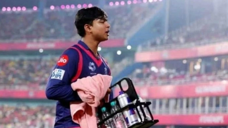 14-Year-Old Vaibhav Suryavanshi Spotted Carrying Drinks During RR vs KKR IPL 2025 Match, Fans Say 'Child Labour'