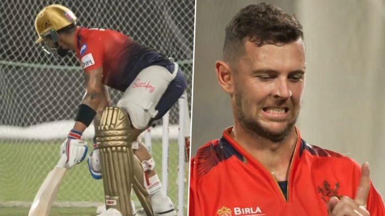 Virat Kohli Impressed By Josh Hazlewood's Wide Yorkers During Training Session Ahead of CSK vs RCB IPL 2025 Match (Watch Video)