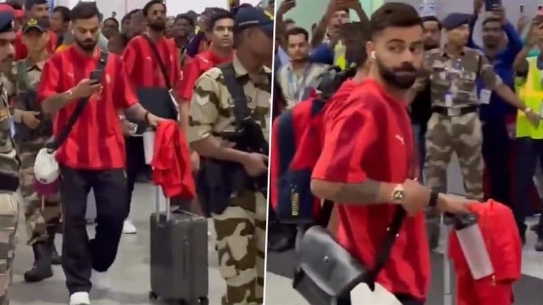 Virat Kohli, Krunal Pandya and Other RCB Cricketers Arrive at Kolkata Ahead of IPL 2025 Opener Against KKR (Watch Video)