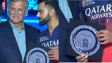 Virat Kohli Felicitated With Special ‘IPL 18’ Memento by BCCI President Roger Binny During IPL 2025 Opening Ceremony Ahead of RCB vs KKR Match (See Pic)