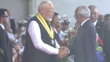 PM Narendra Modi Dedicates ‘Order of the Star and Key of the Indian Ocean’ Award to 140 Crore Indians After Being Conferred With Mauritius’ Highest Civilian Award (Watch Video)